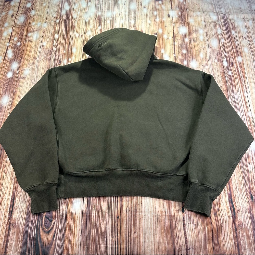 ARITZIA BOYFRIEND FIT SWEATFLEECE COZY FLEECE HOODIE OLIVE GREEN SIZE SMALL - Picture 3 of 16